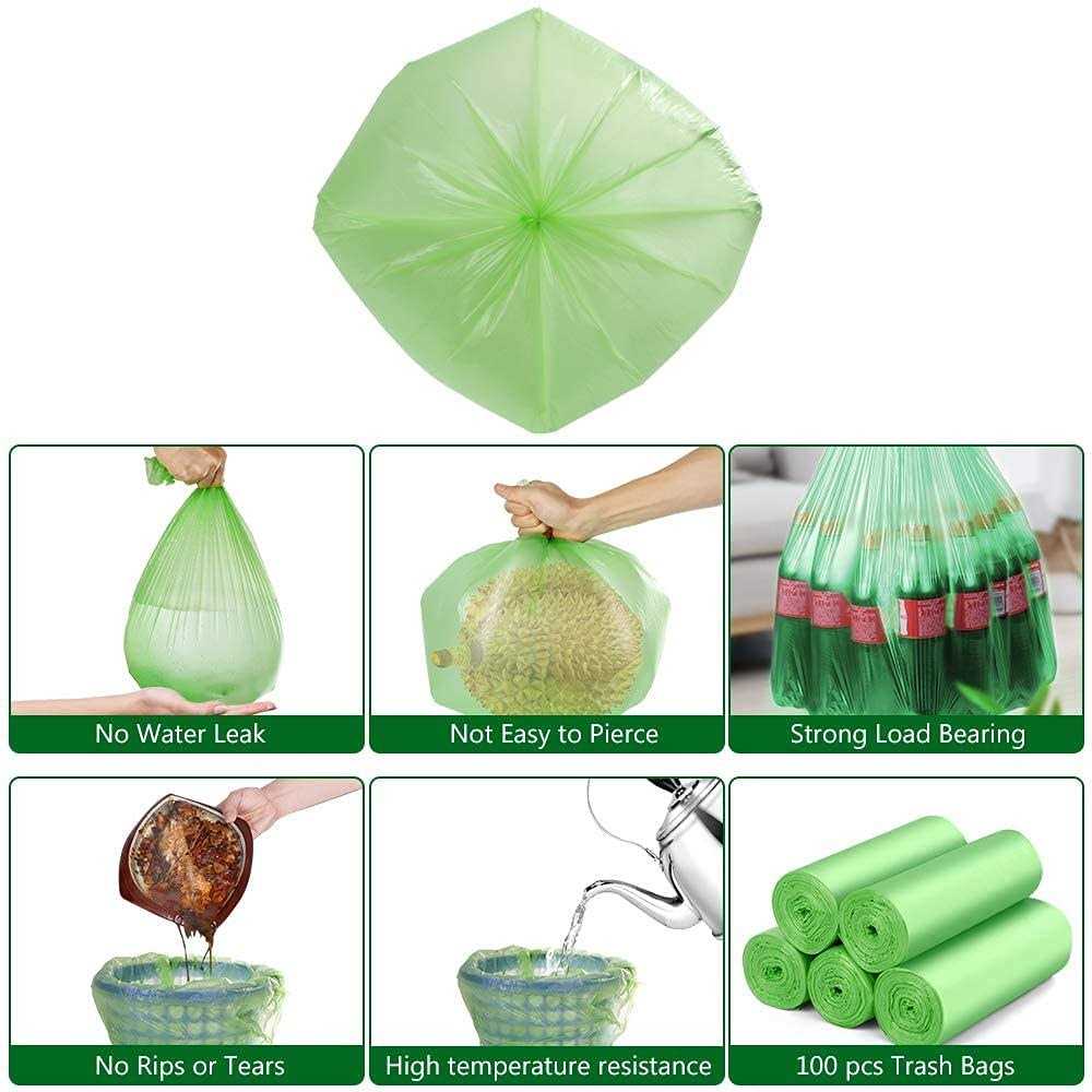 Biodegradable Trash Bags 100 Counts 20l Small Bin Liner Recycle 4-6 Gallon Garbage Bag - Image 5