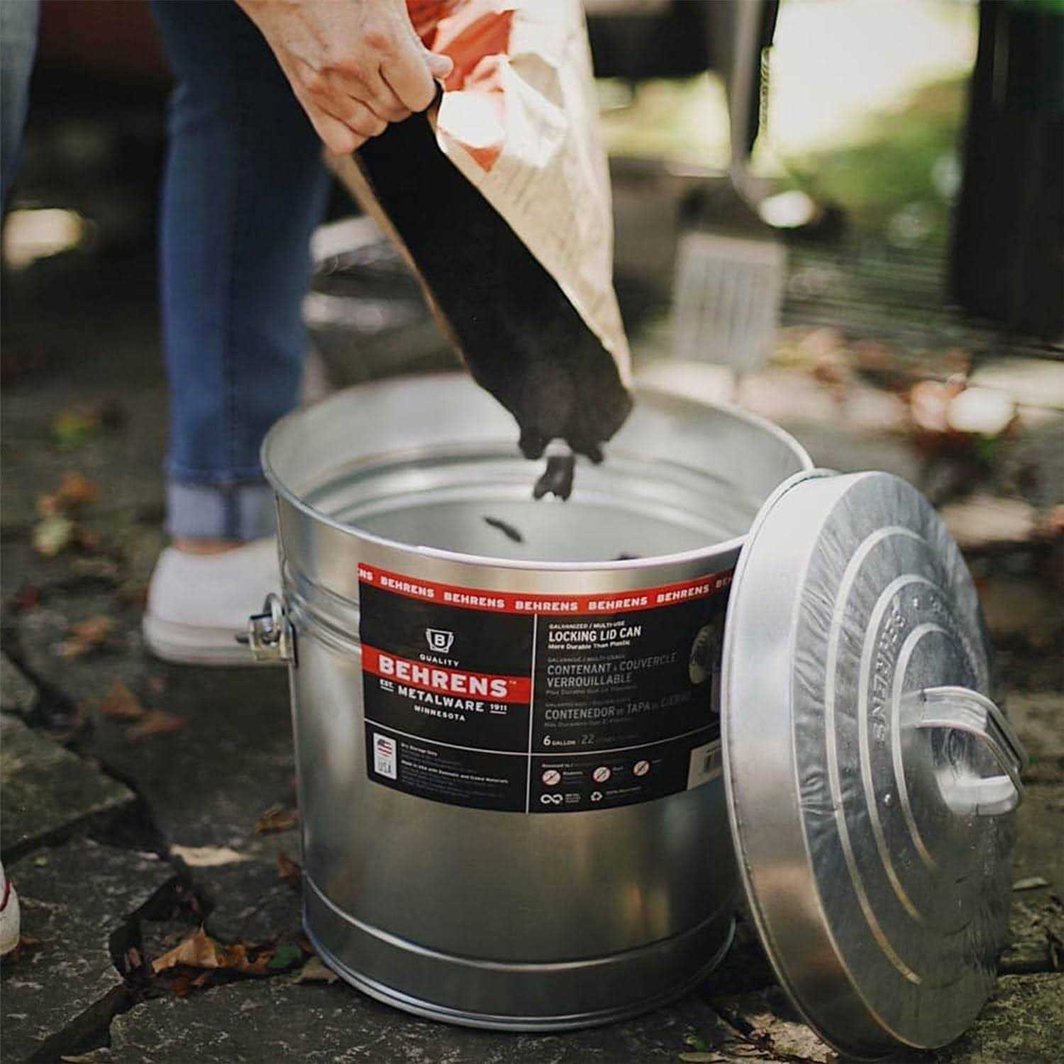 Behrens 6106 Galvanized Steel Locking Lid Can - Image 3