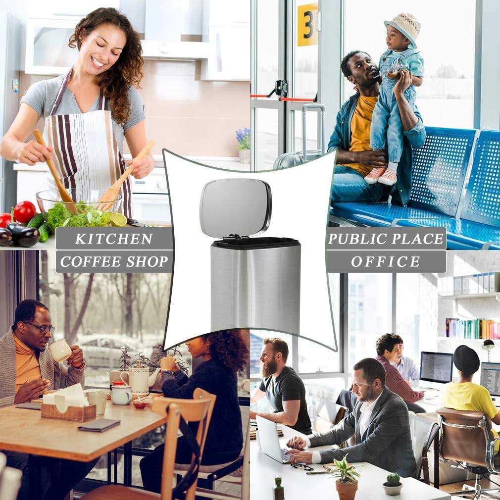 BestOffice 13.2 Gallon Trash Can Fingerprint Proof Stainless Steel Kitchen Garbage Ca - Image 3