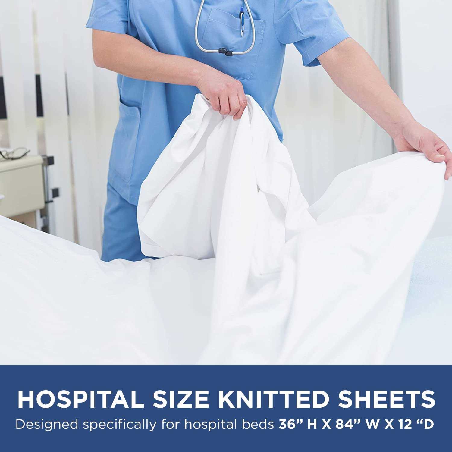 Shopbedding Fitted Hospital Bed Sheets Soft Knitted Jersey Sheet 36” x 84” x 12” - Image 5