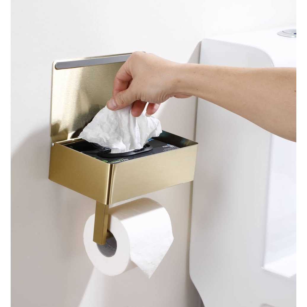 Day Moon Designs Toilet Paper Holder with Shelf Flushable Wipes Dispenser & Storage fits any Bathroom - Image 4