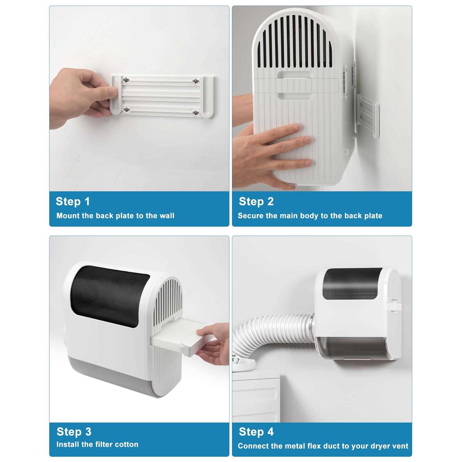 3-in-1 Indoor Dryer Vent Polyester Screen Filter and Water Drawer System for Electric Clothes Dryers - Image 3