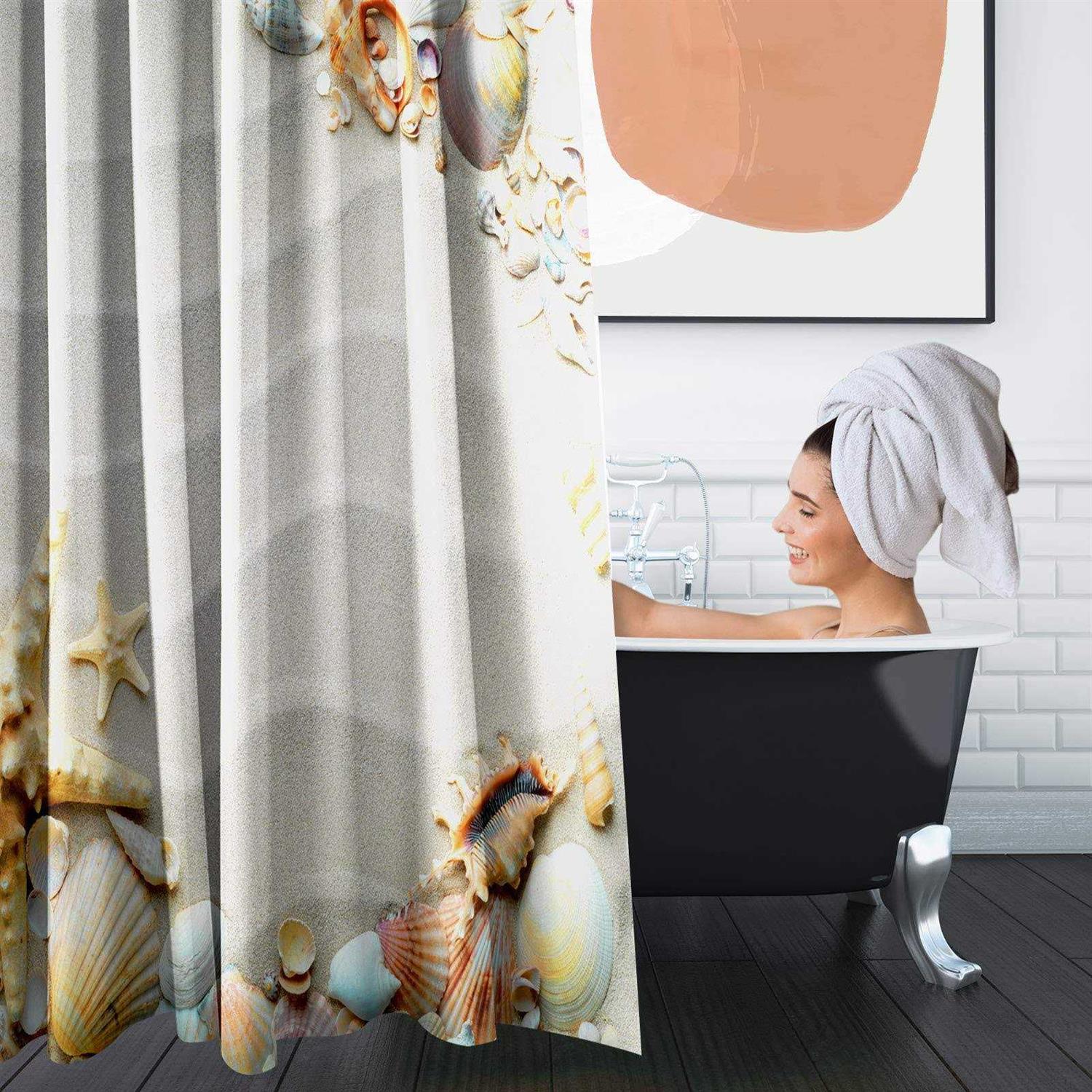 Britimes 4 Piece Shower Curtain Sets Non-Slip Rugs, Toilet Lid Cover and Bath Mat, Durable and Waterproof - Image 5