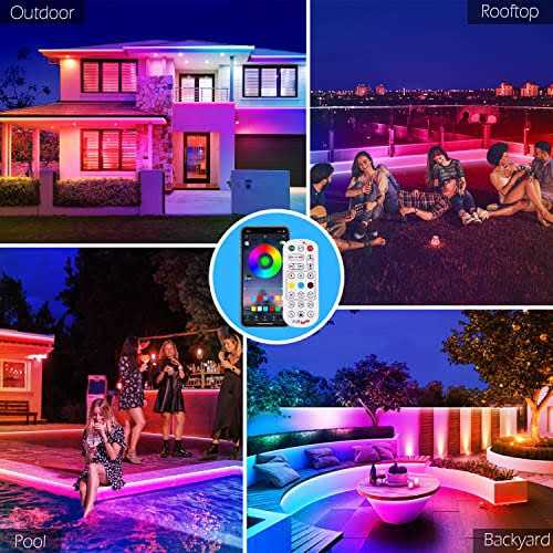 aulimhti 100ft outdoor led strip lights waterproof,music sync rgb ip65 outside led light strips waterproof with app and remot - Image 3
