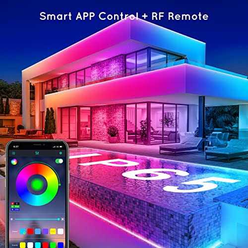 aulimhti 100ft outdoor led strip lights waterproof,music sync rgb ip65 outside led light strips waterproof with app and remot - Image 4