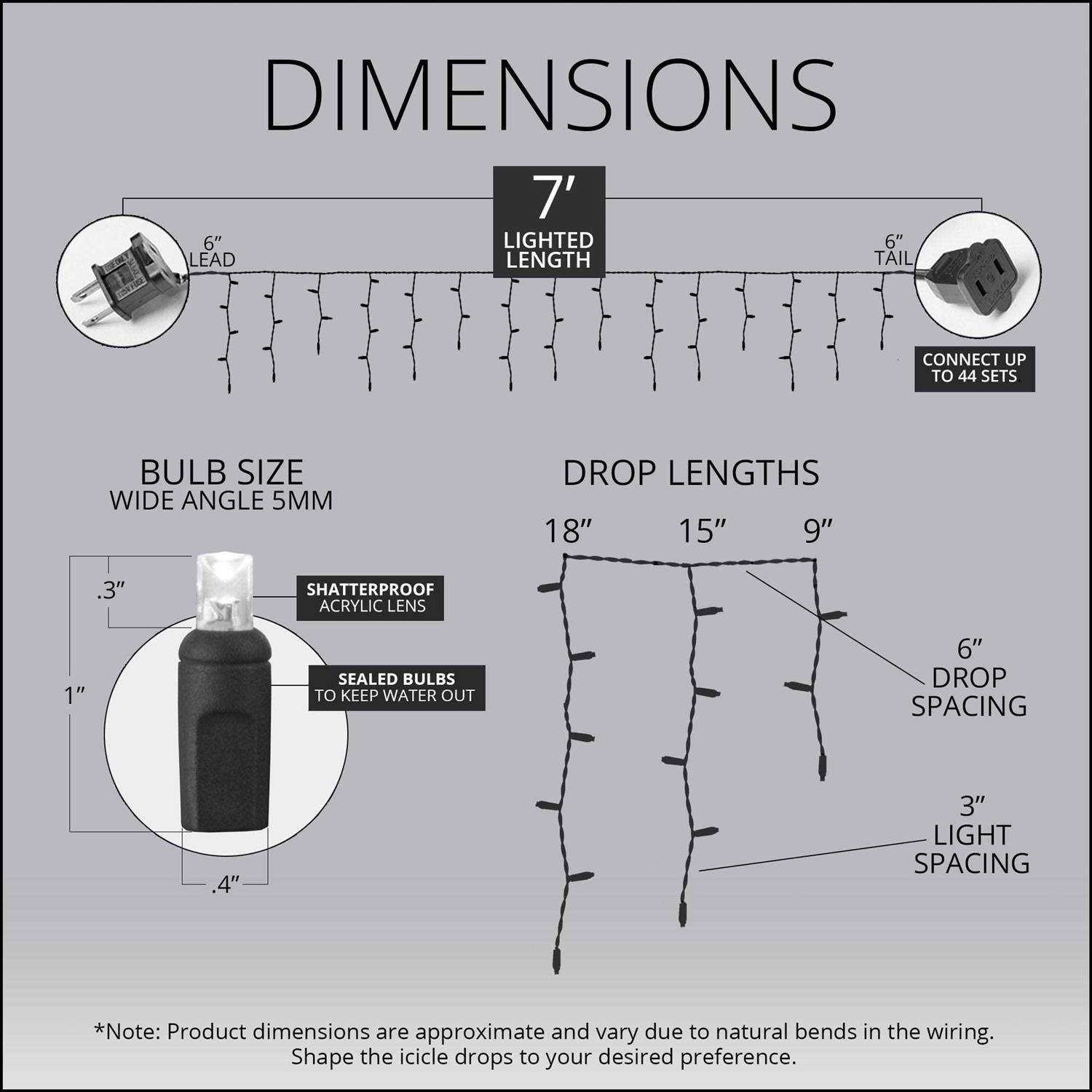 70 5mm White LED Icicle Lights - Image 3