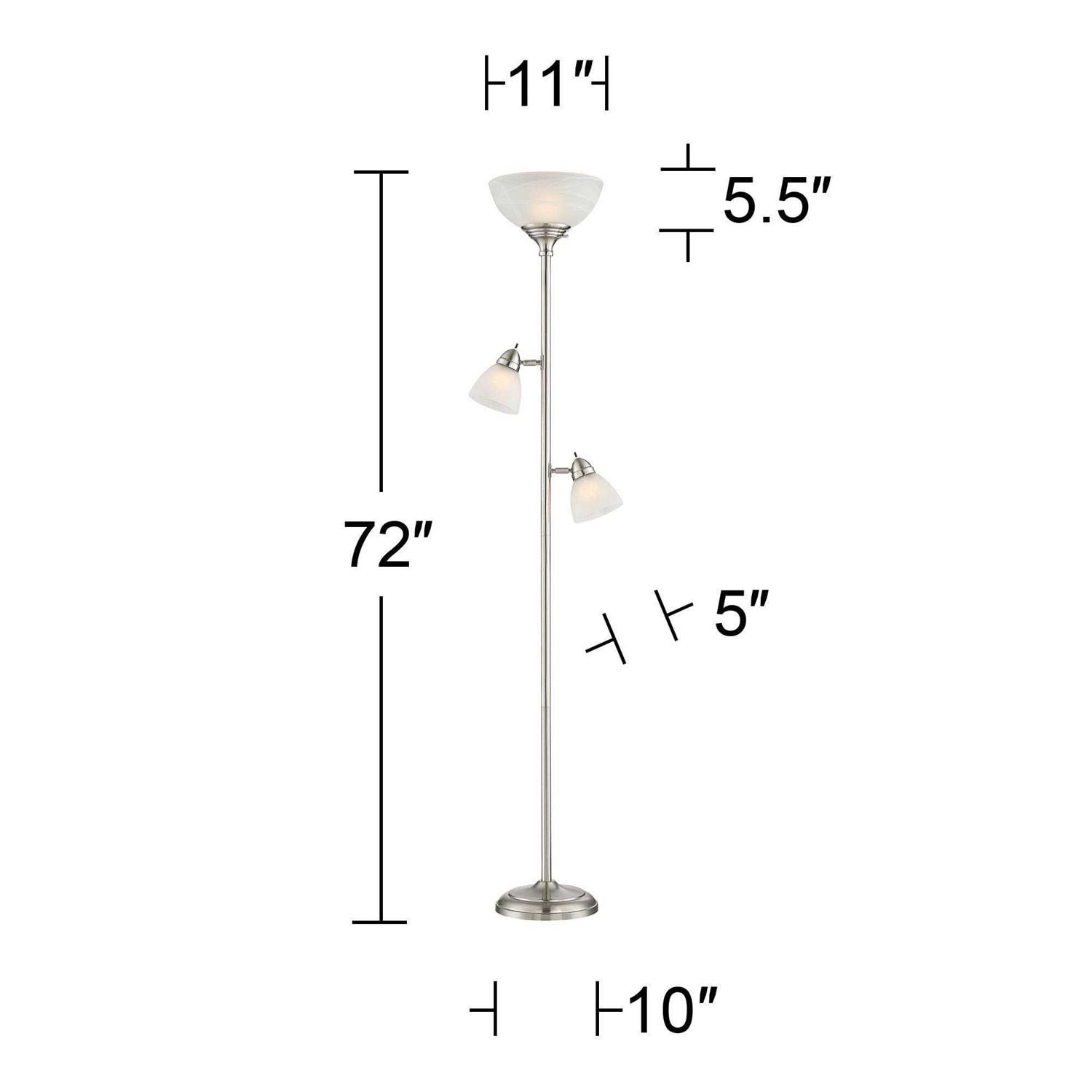 360 Lighting Ellery Brushed Nickel Tree Torchiere 3 Light Floor Lamp - Image 5