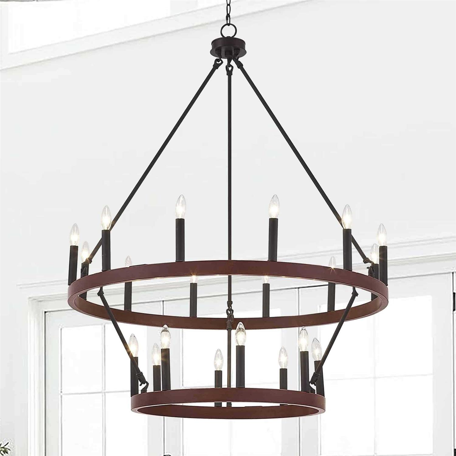 Acroma 20-light Modern Farmhouse 40In Round Wagon Wheel Chandelier - Image 5